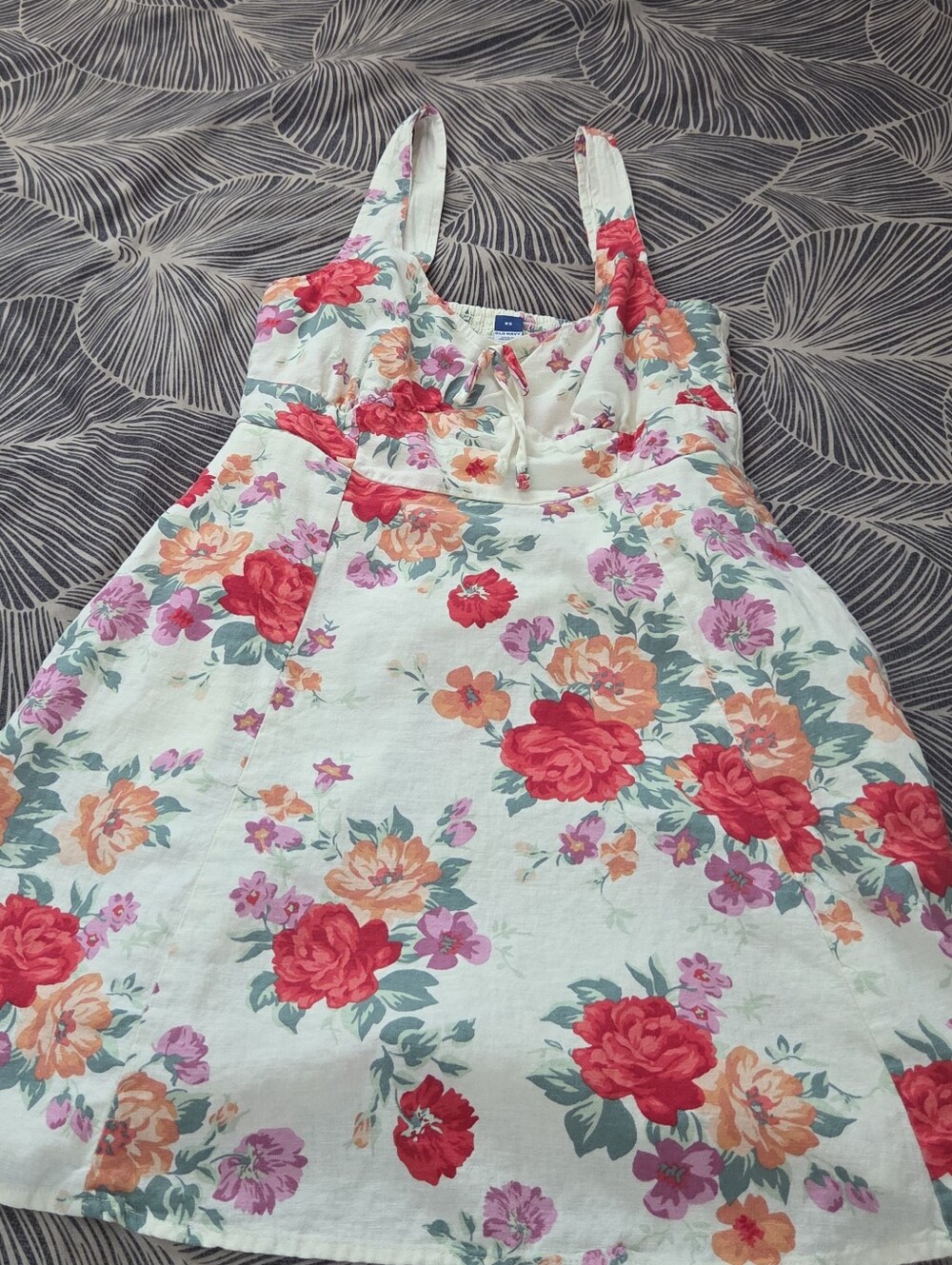 Old Navy Floral Dress - White with Red, Coral & Green